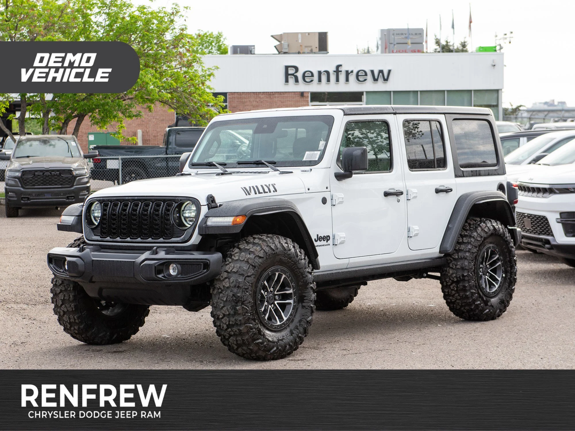 Used 2025 White Jeep Willys* 4 Door 4x4, 35 Inch Tire Package, Rock Rails, Rear Locker image 1