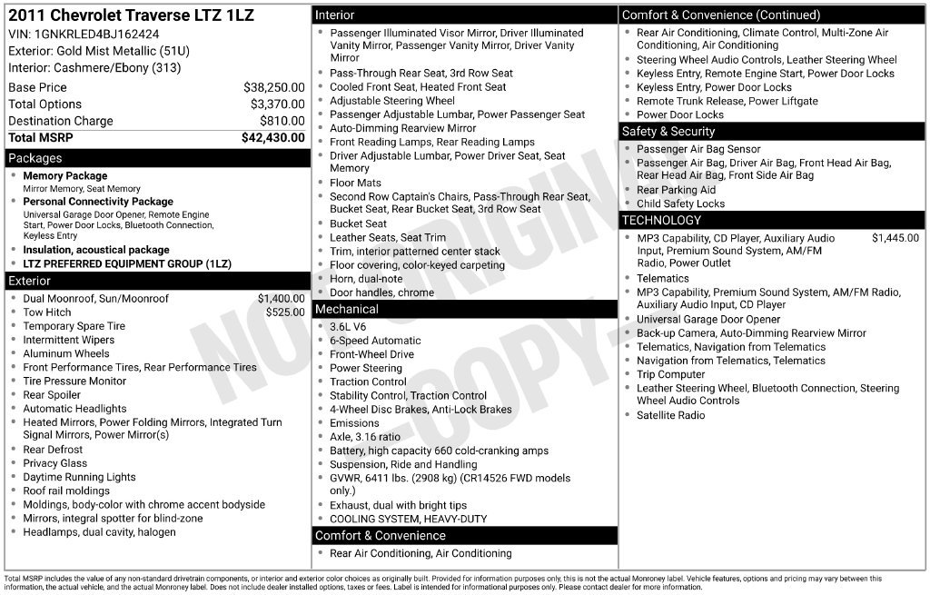Used 2011 Gold Chevrolet LTZ image 9