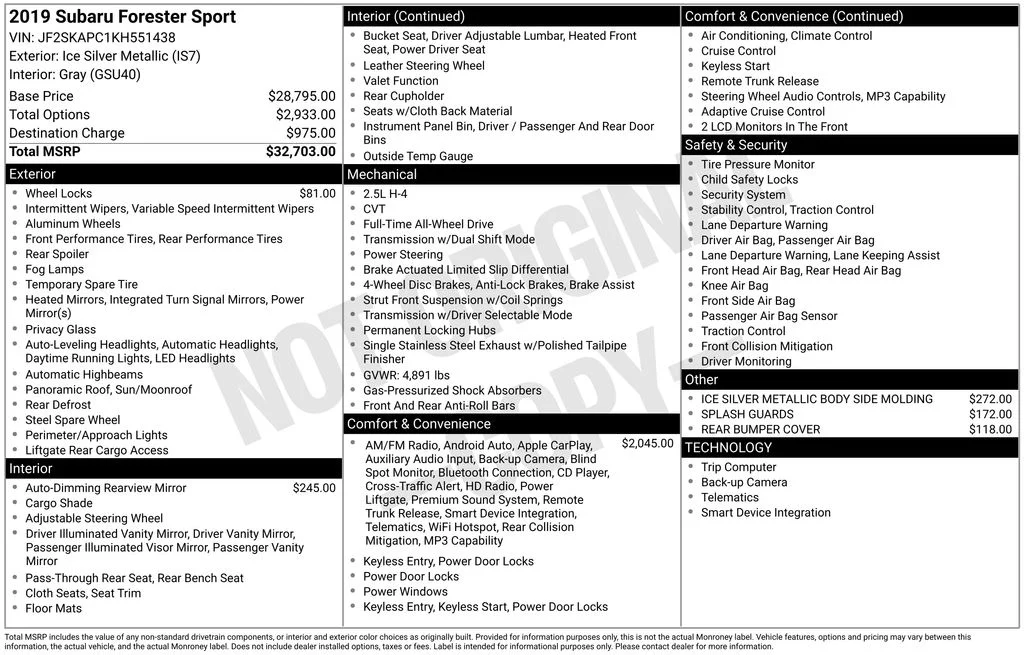 Used 2019  Subaru Sport image 2