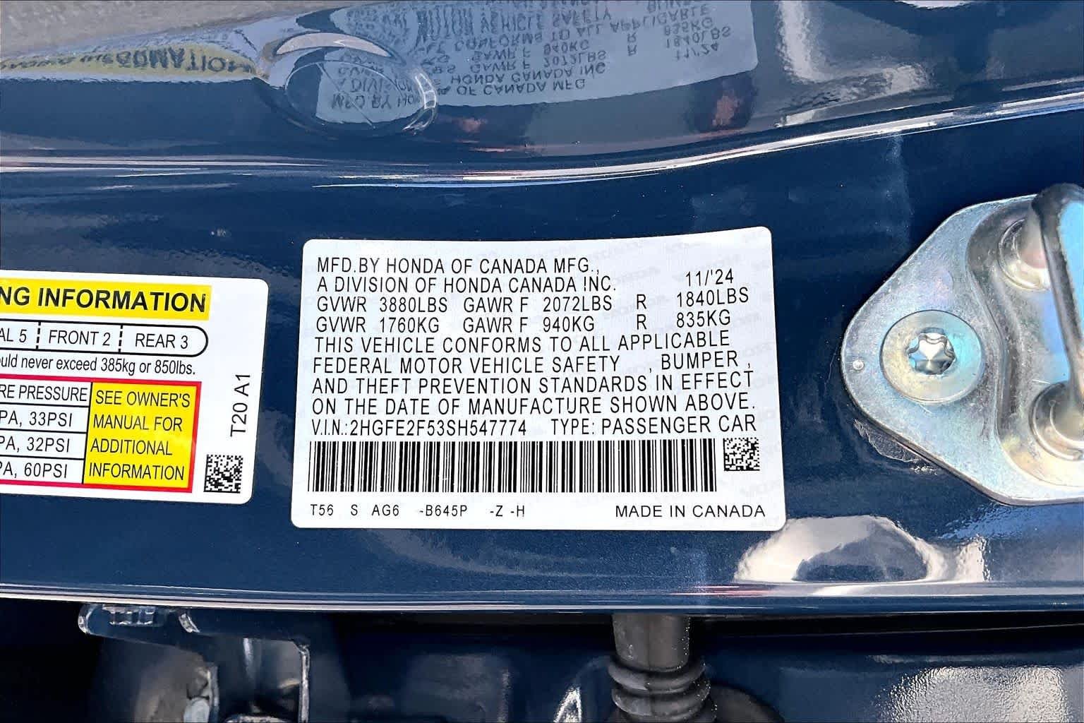 Used 2025 Blue Lagoon Pearl Honda 4D SPORT image 34