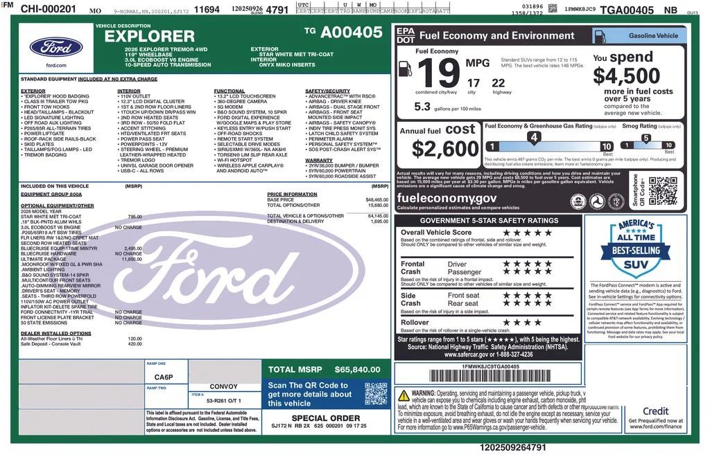 New 2026 Star White Metallic Tri-Coat Ford Tremor® image 51