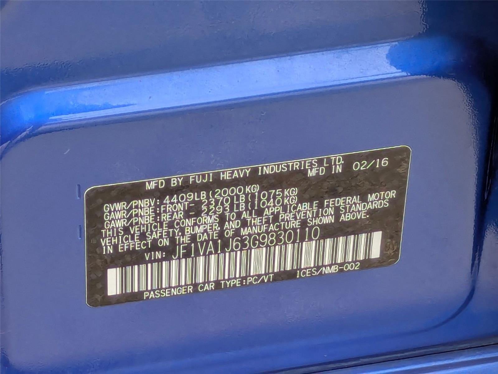 Used 2016 WR Blue Pearl Subaru Limited image 12