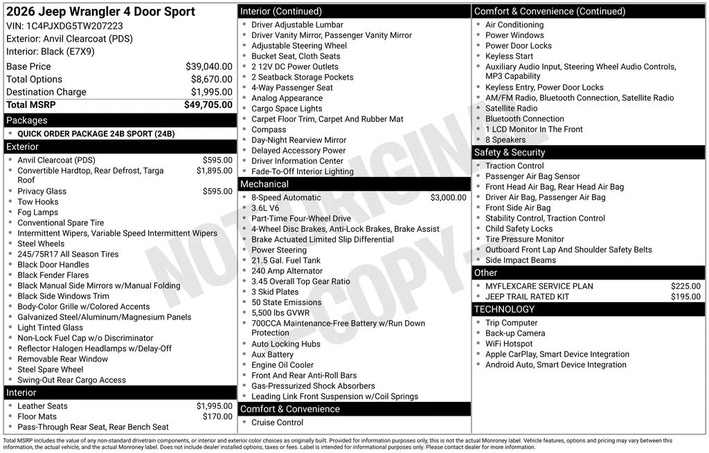 New 2026 Anvil Clear-Coat Exterior Paint Jeep Sport image 6