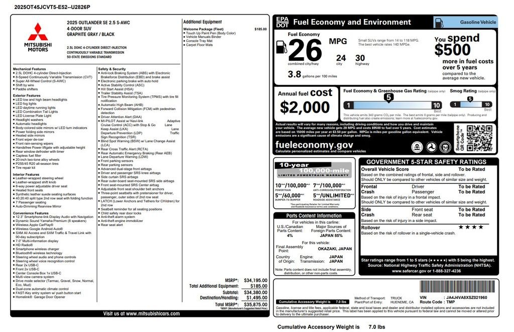 Certified Used 2025 Gray Mitsubishi SE image 4