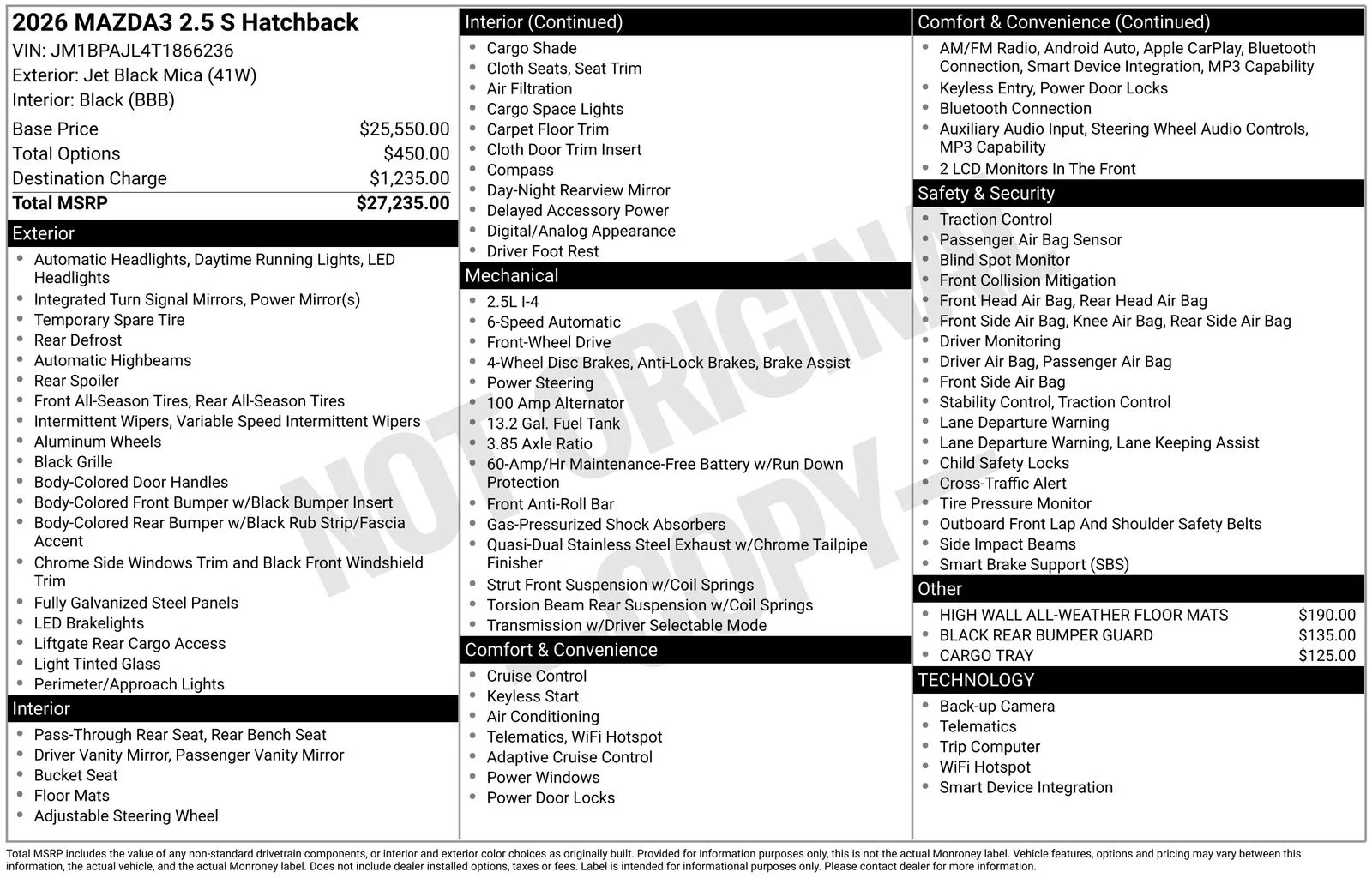 New 2026 Jet Black Mica Mazda 2.5 S image 4