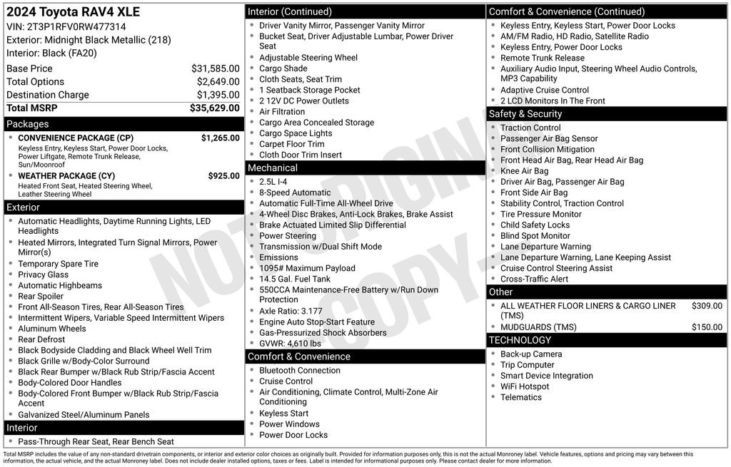 Used 2024 Black Toyota XLE image 29