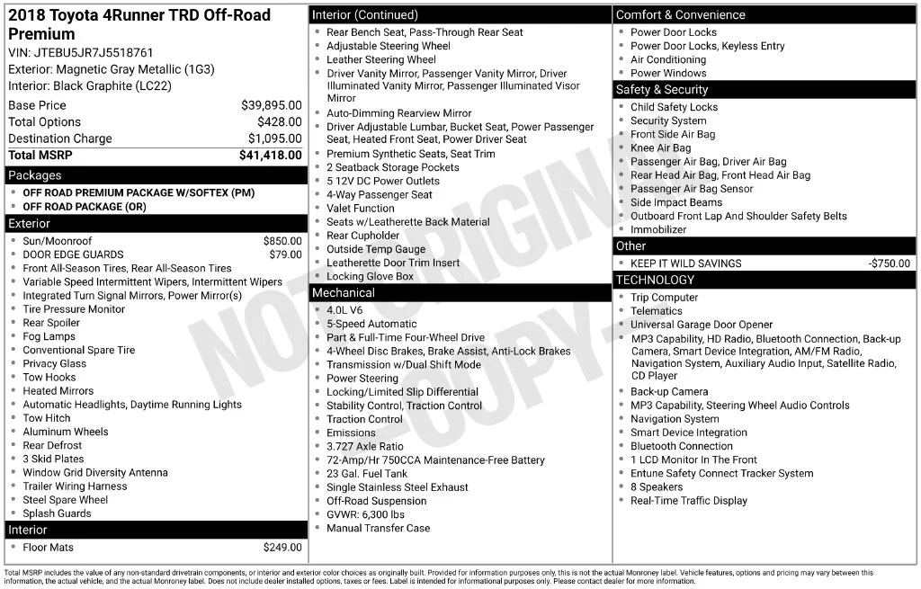 Used 2018 Magnetic Gray Metallic Toyota TRD Off-Road Premium image 2