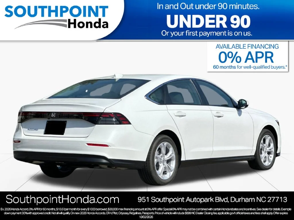 New 2026 Platinum White Pearl Honda LX image 3