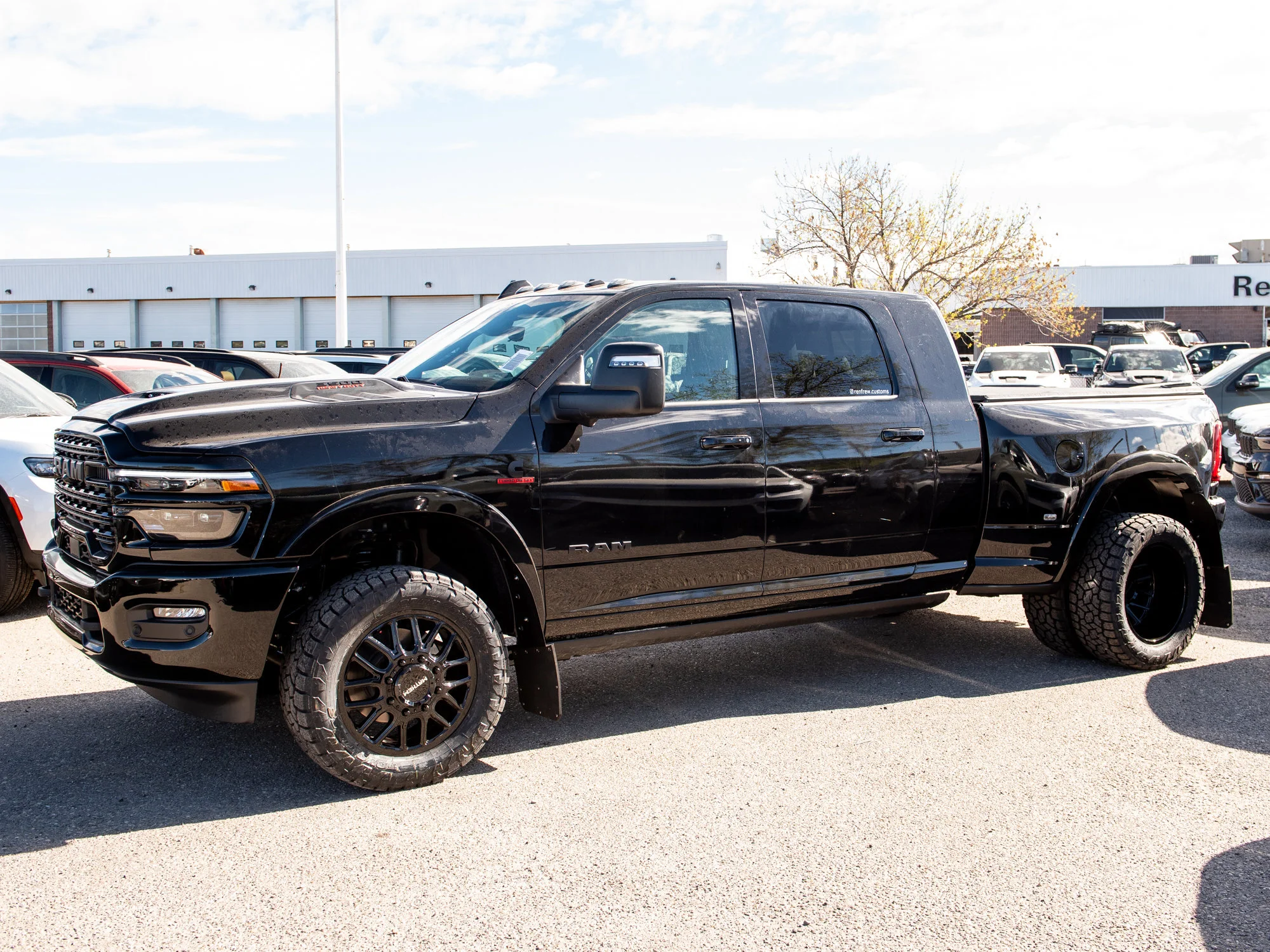 Used 2026 Black RAM Limited* Mega Cab Dually, 20 Inch Mayhem Wheels, 33 Inch Tires, Trigger Industries Mudflaps image 3