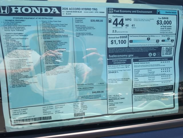New 2026 Canyon River Blue Metallic Honda Touring image 35