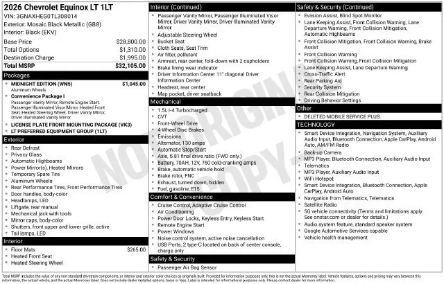Certified Used 2026 Mosaic Black Metallic Chevrolet LT image 31