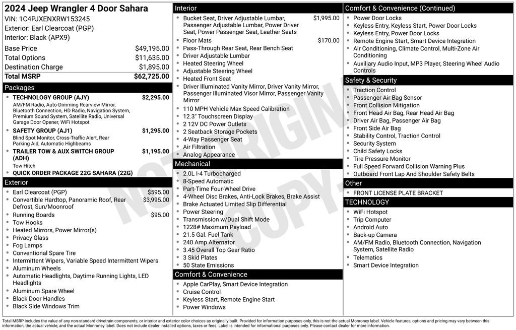 Used 2024 Earl Clearcoat Jeep Sahara image 2