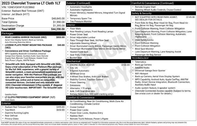 Used 2023 RADIANT RED TINTCOAT Chevrolet LT Cloth image 35