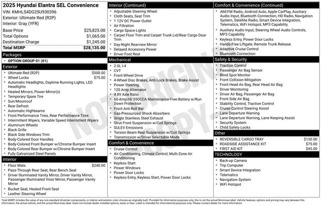 Used 2025 Red Hyundai SEL Convenience image 37