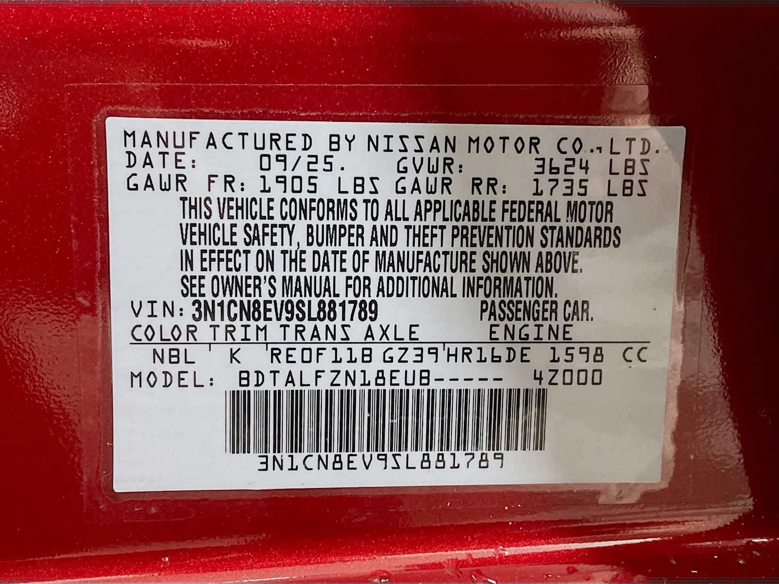 Used 2025 Scarlet Ember Tintcoat Nissan SV image 27