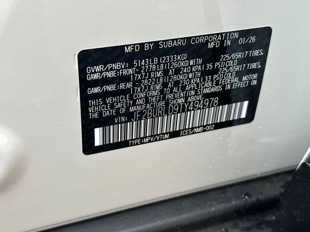 New 2026 CRYSTAL WHITE PEARL Subaru Wilderness image 57