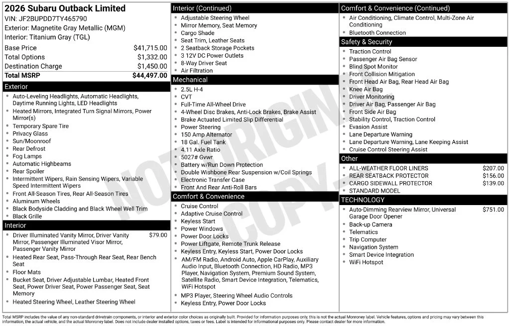 Used 2026 Gray Subaru Limited image 46
