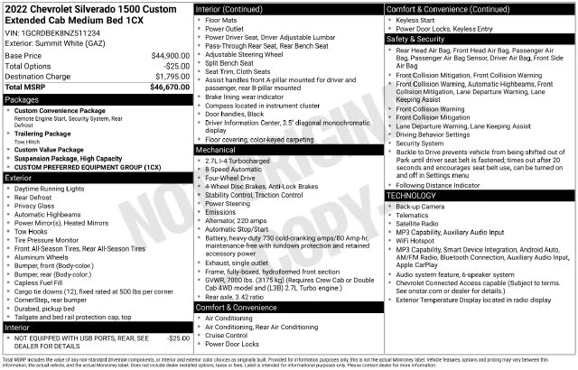 Used 2022 White Chevrolet Custom image 7