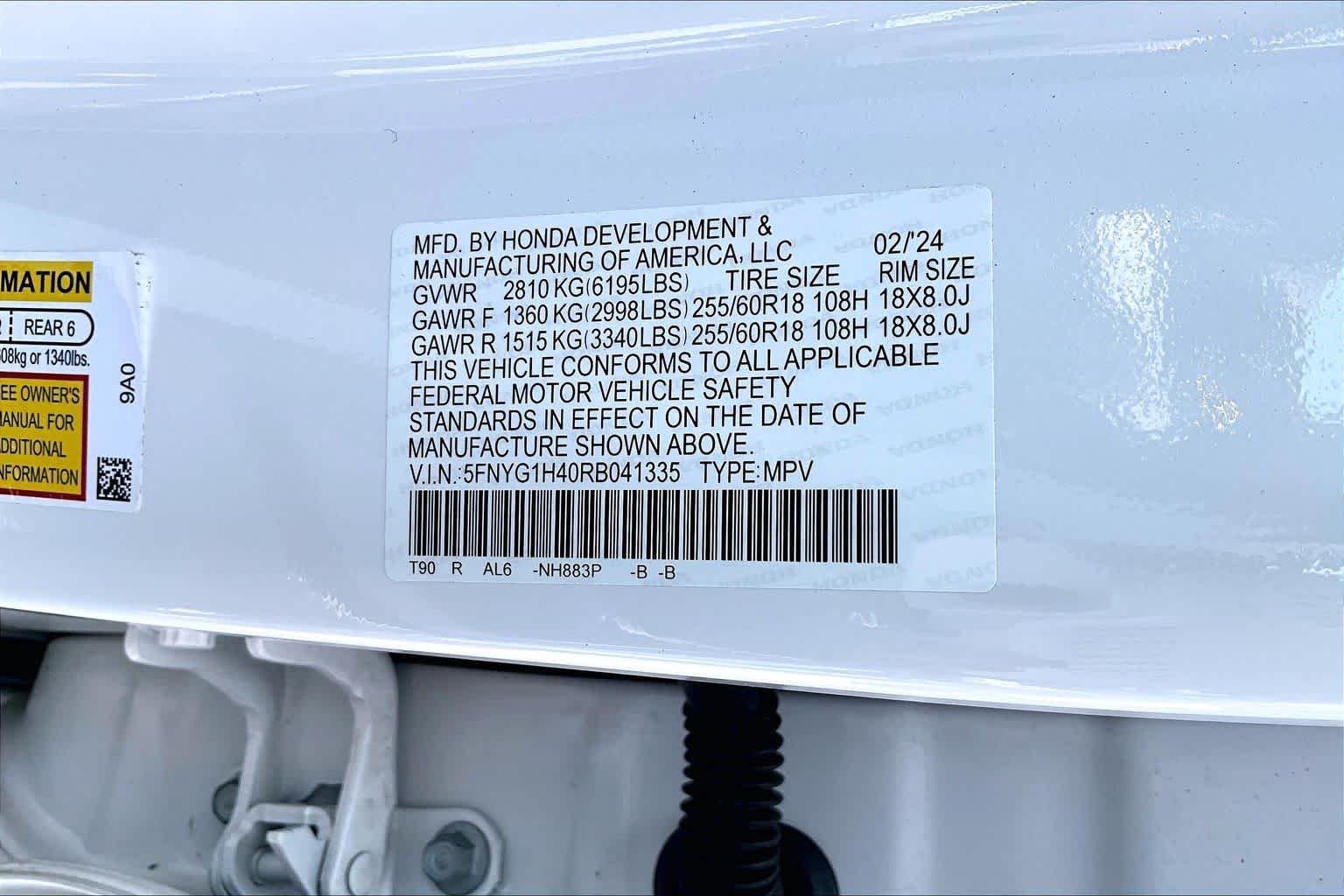 Used 2024 Platinum White Pearl Honda EX-L 8 Passenger image 37