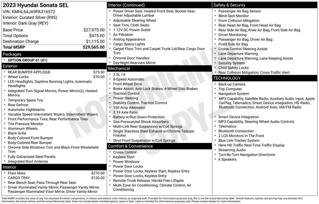 Used 2023 Silver Hyundai SEL image 17