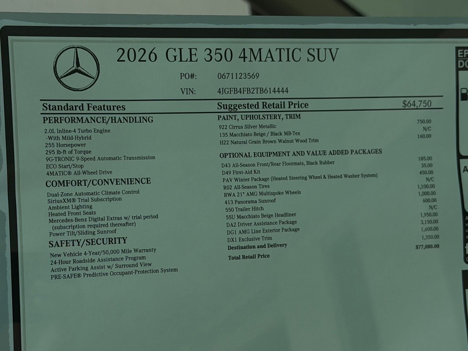 New 2026 Cirrus Silver Metallic Mercedes-Benz GLE 350 image 24