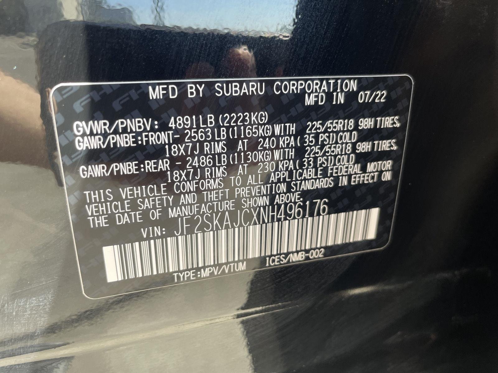 Certified Used 2022 Crystal Black Silica Subaru Sport image 31