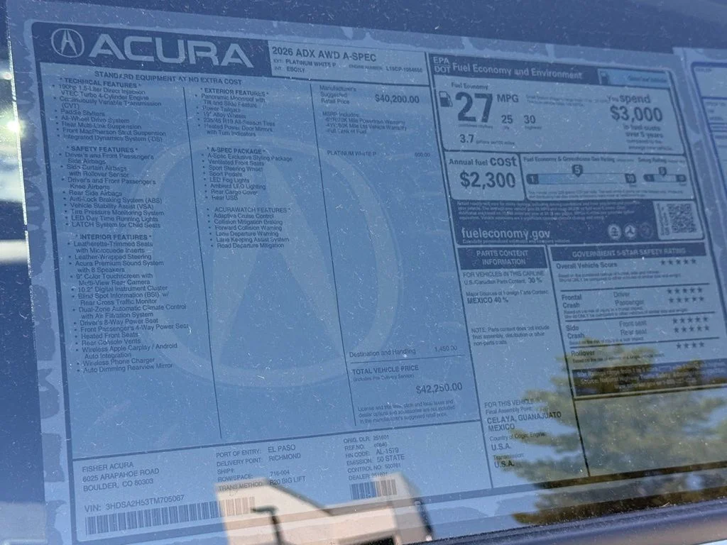 New 2026 Platinum White Pearl Acura A-Spec Package image 27