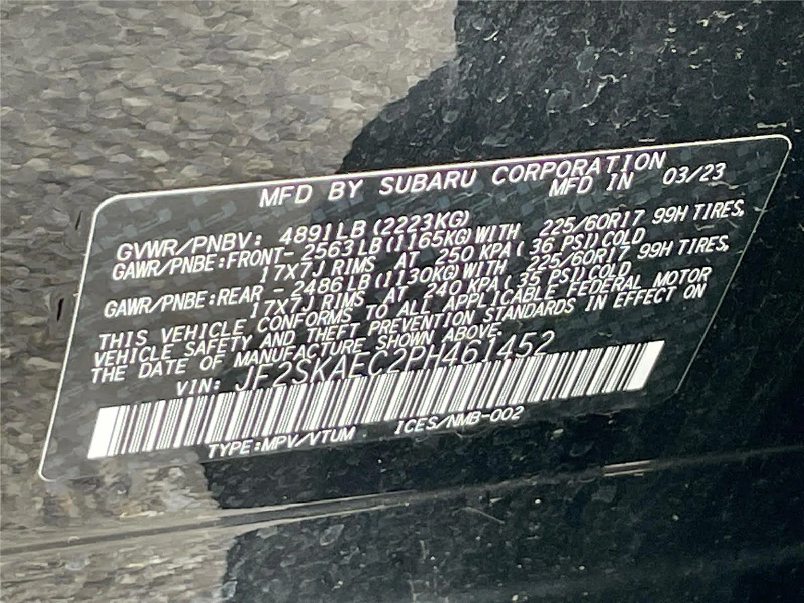 Certified Used 2023 Crystal Black Silica Subaru Premium image 33