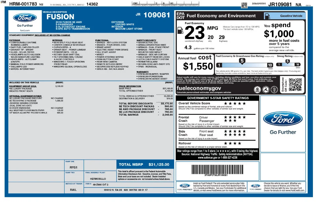 Used 2018 White Ford SE image 2