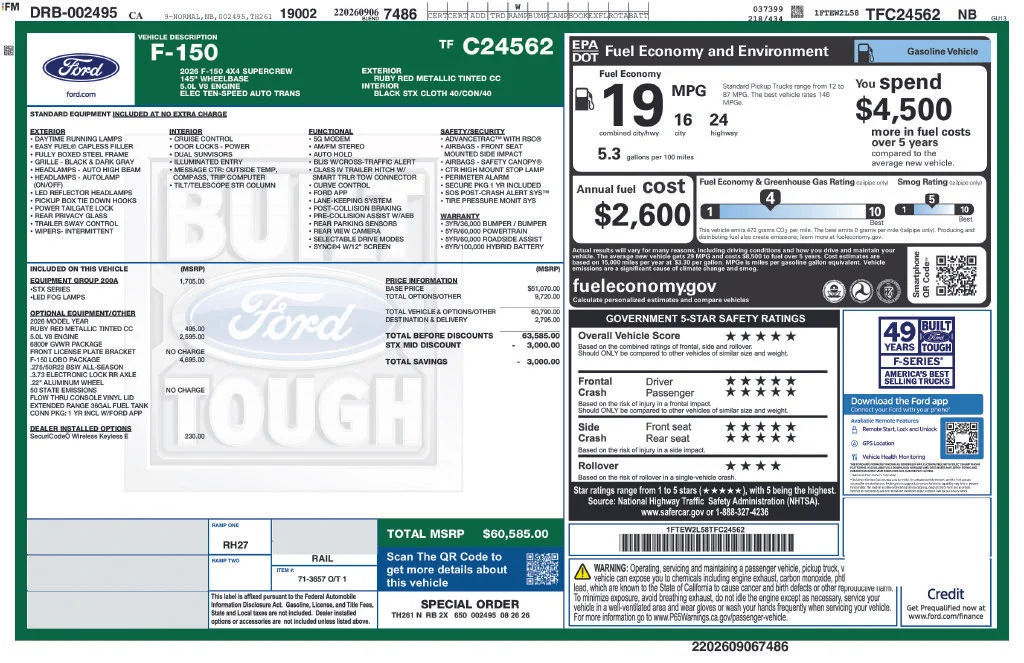 New 2026 Ruby Red Metallic Tinted Clearcoat Ford STX image 2