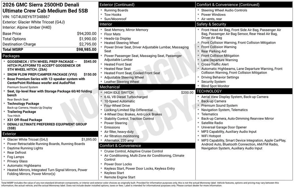 New 2026 Glacier White Tricoat GMC Denali Ultimate image 2