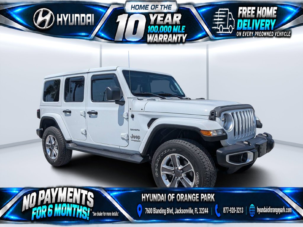 Used 2021 White Jeep Unlimited Sahara image 1
