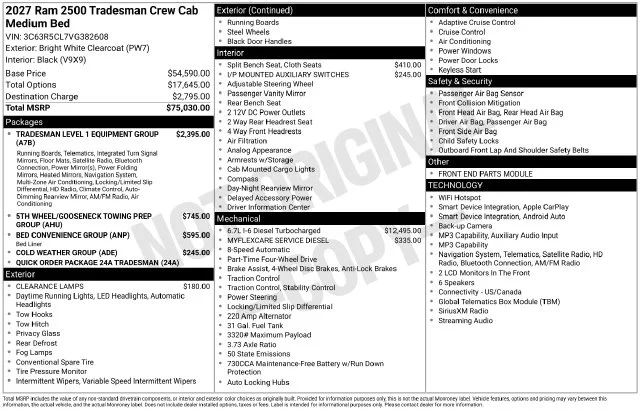 New 2027 Bright White Clear-Coat Exterior Paint RAM Tradesman image 4