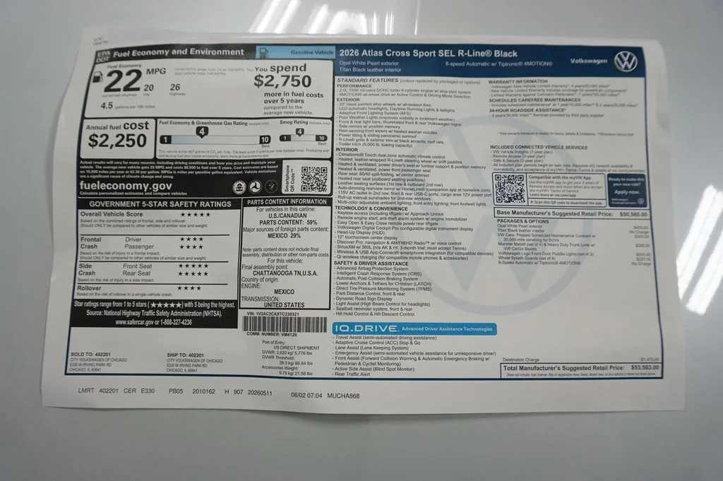 New 2026 Opal White Volkswagen 2.0T SEL R-Line Black image 40