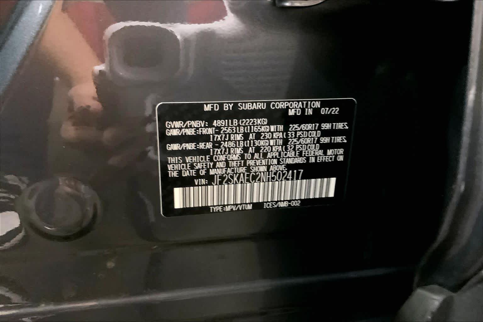 Used 2022 Magnetite Gray Metallic Subaru Premium image 37