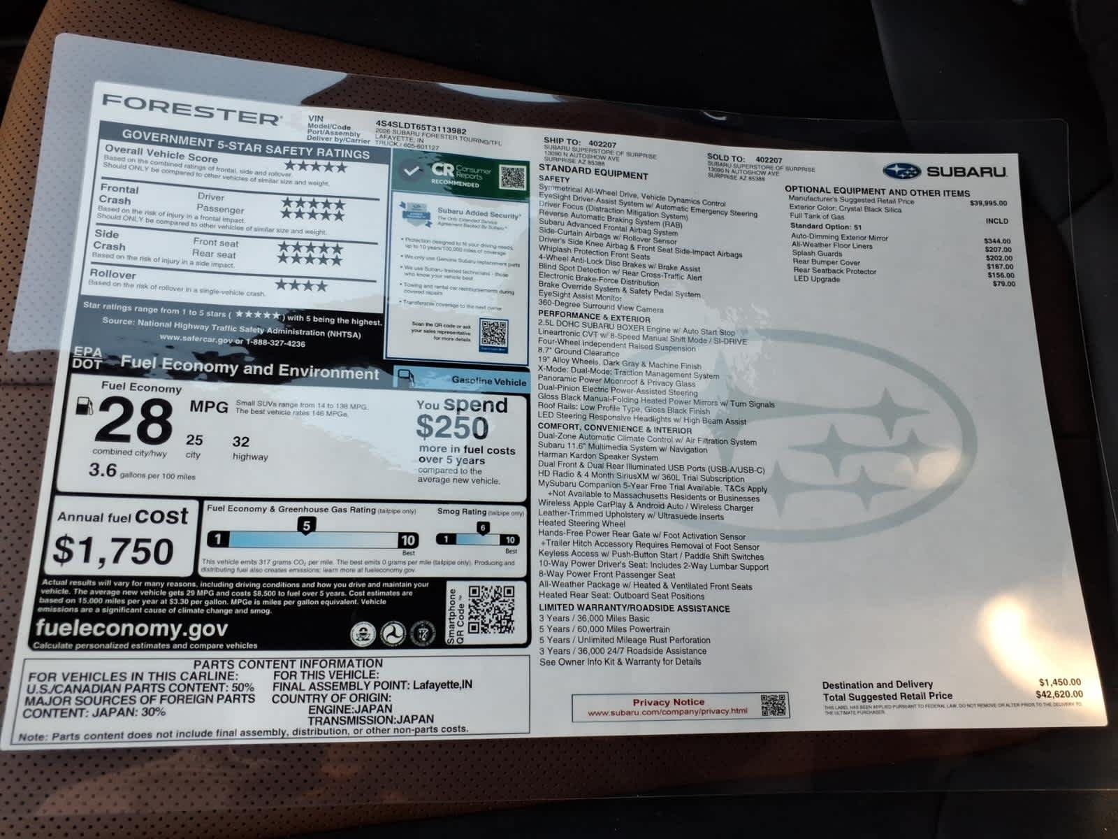 New 2026 CRYSTAL BLACK SILICA Subaru Touring image 40