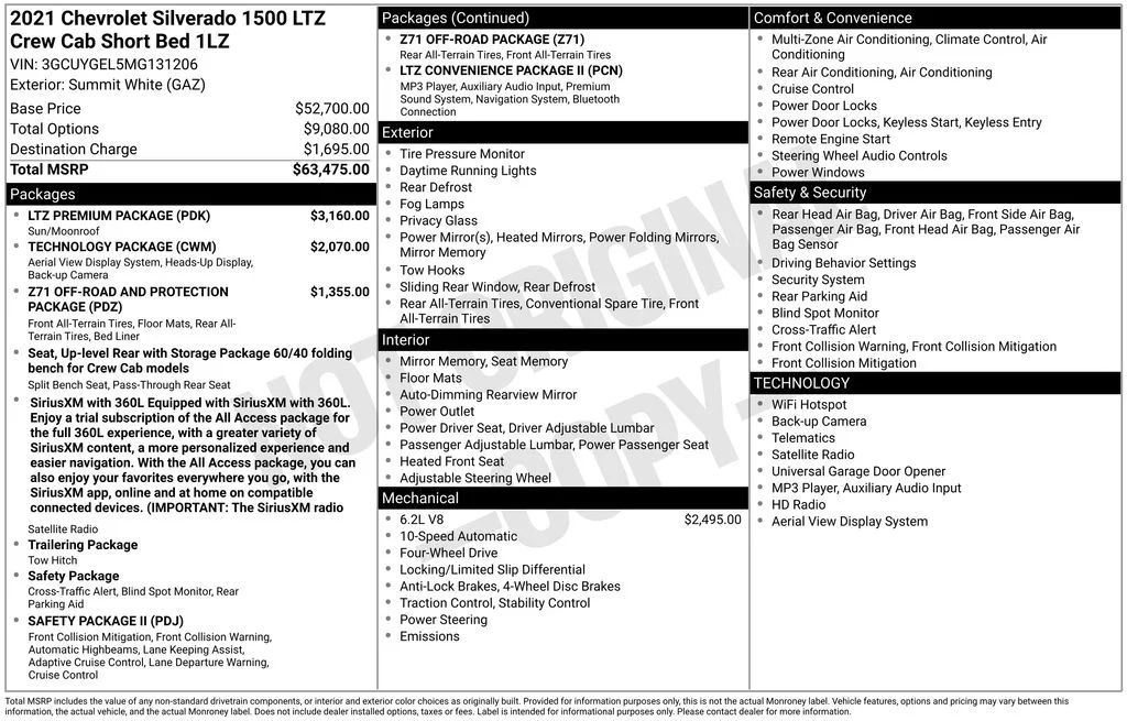 Used 2021 White Chevrolet LTZ image 2