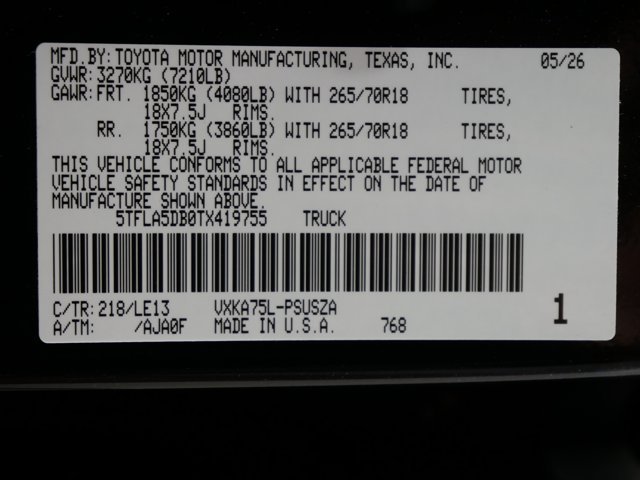 New 2026 Midnight Black Metallic Toyota SR5 image 31