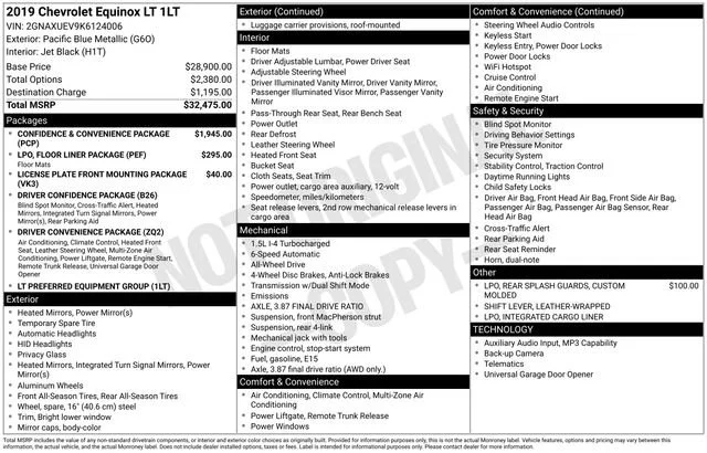 Used 2019 PACIFIC BLUE METALLIC Chevrolet LT image 7