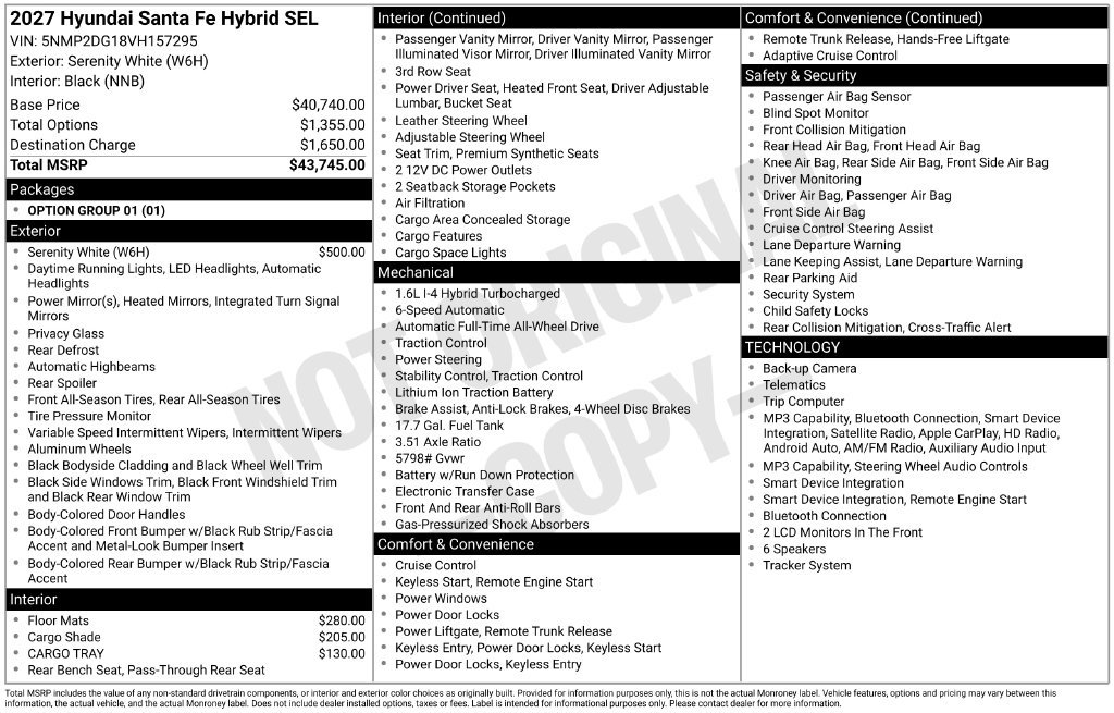 New 2027 White Hyundai SEL image 6