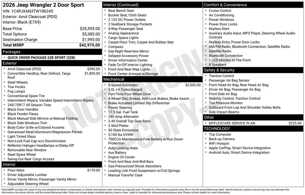 New 2026 Anvil Clearcoat Jeep Sport image 9
