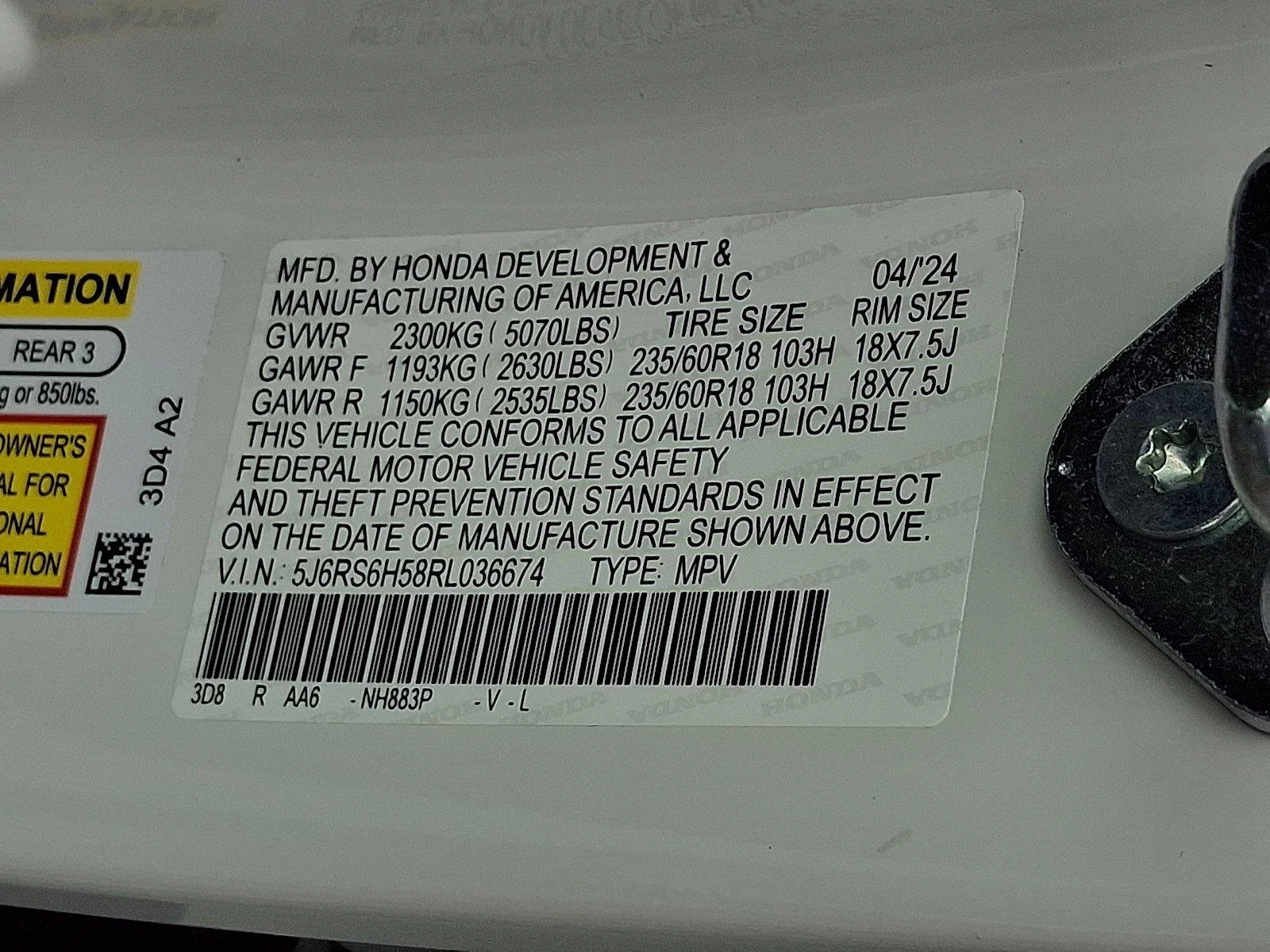 Used 2024 Platinum White Pearl Honda Sport image 26