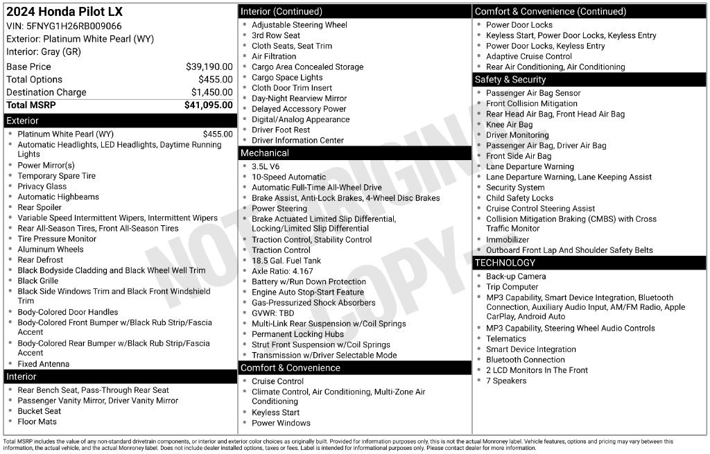 2024 Honda Pilot LX - Photo 37