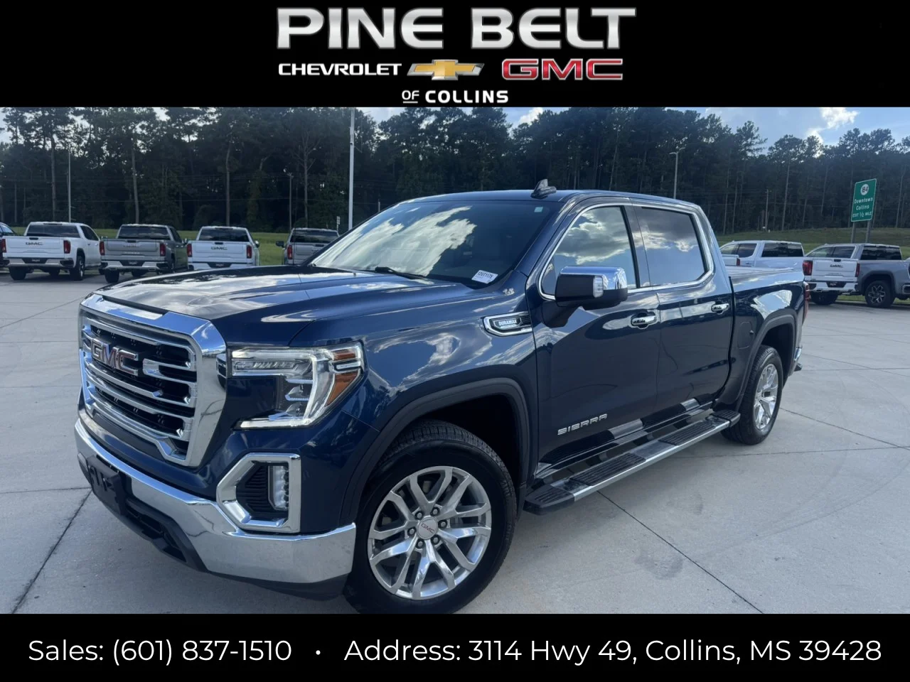 Used 2021 PACIFIC BLUE METALLIC GMC SLT image 1