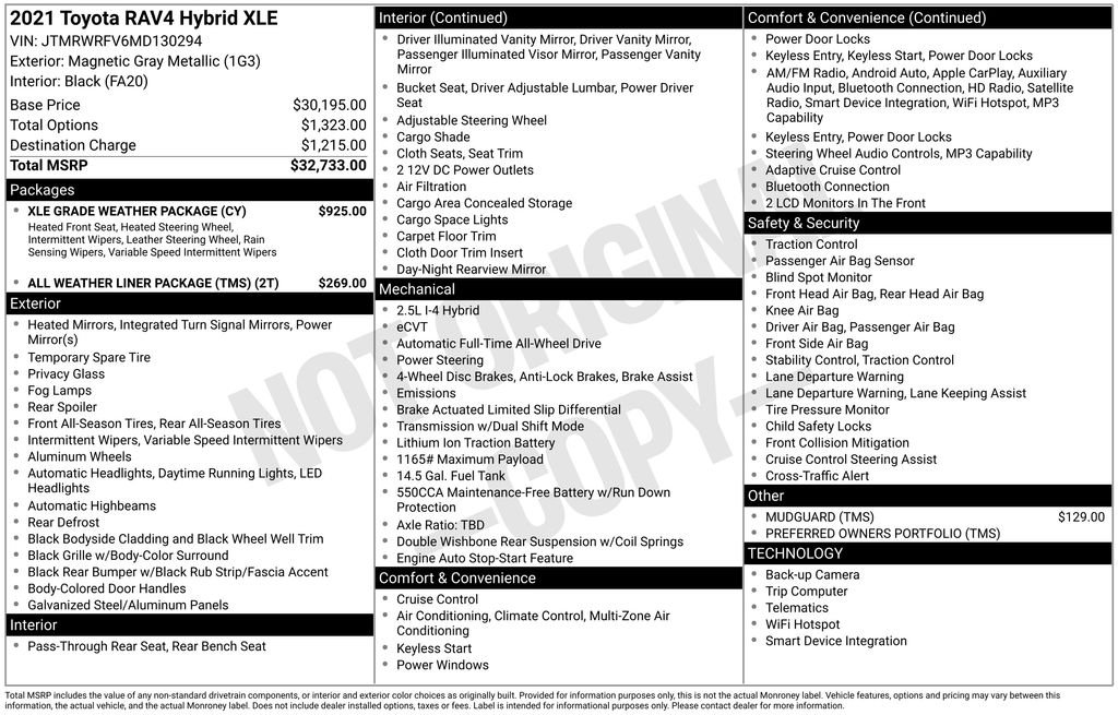 Used 2021 Gray Toyota XLE image 2