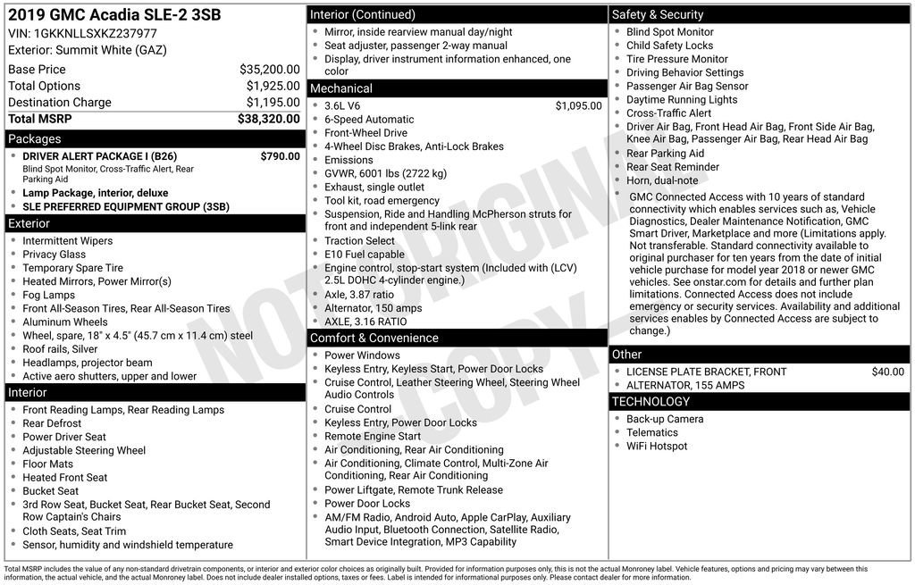 Used 2019 SUMMIT WHITE GMC SLE image 6