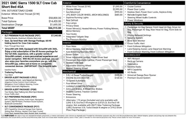 Used 2021 White Frost Tri-Coat GMC SLT image 18