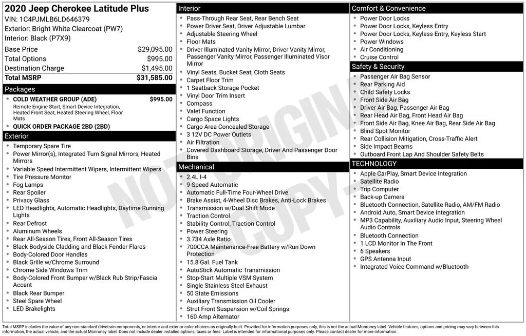 Used 2020 White Jeep Latitude Plus image 7