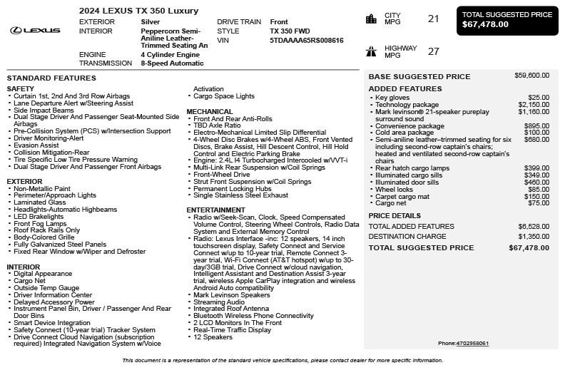 Used 2024 Silver Lexus 350 Luxury image 3