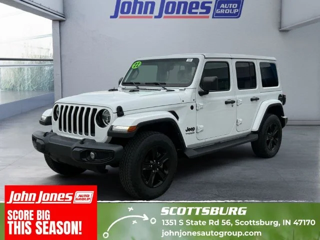 Used 2022 Bright White Clearcoat Jeep Unlimited Sahara Altitude image 1